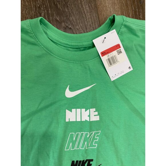 Nike Mens Green Multi Logo crew neck Graphic Tee NWT - Picture 3 of 6